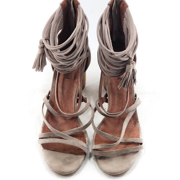 JEFFREY CAMPBELL Despina Strappy Sandal In Taupe Tassels - Picture 9 of 11